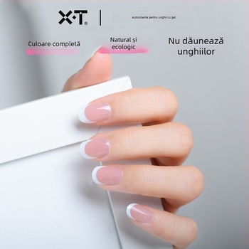 Autocolante UV gel pentru unghii, stil French alb, semi-întărite, impermeabile, întărite prin lumină