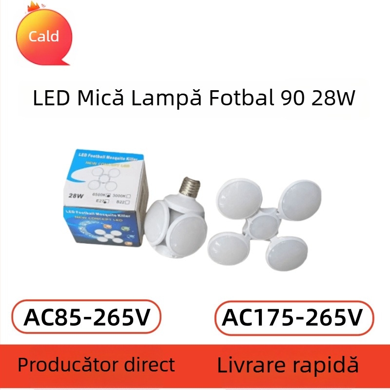 Lampă LED mini fotbal, 90 mm, pliabilă, design transformabil, iluminare pentru camera copiilor, 28W