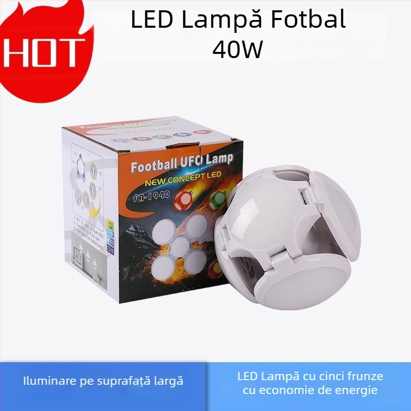 Lampă LED mini fotbal, 90 mm, pliabilă, design transformabil, iluminare pentru camera copiilor, 28W