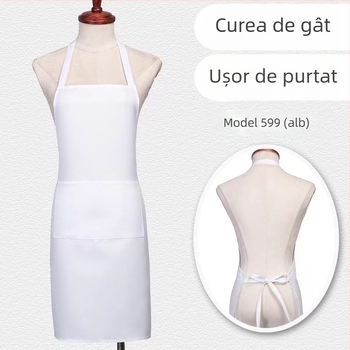 Șorț fără mâneci, cu gât în stil halter, culoare solidă, poliester, imprimat cu logo, design modern minimalist