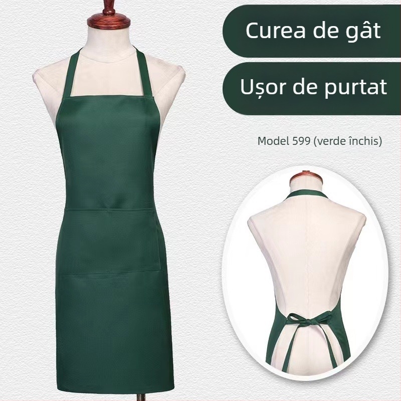 Șorț fără mâneci, cu gât în stil halter, culoare solidă, poliester, imprimat cu logo, design modern minimalist