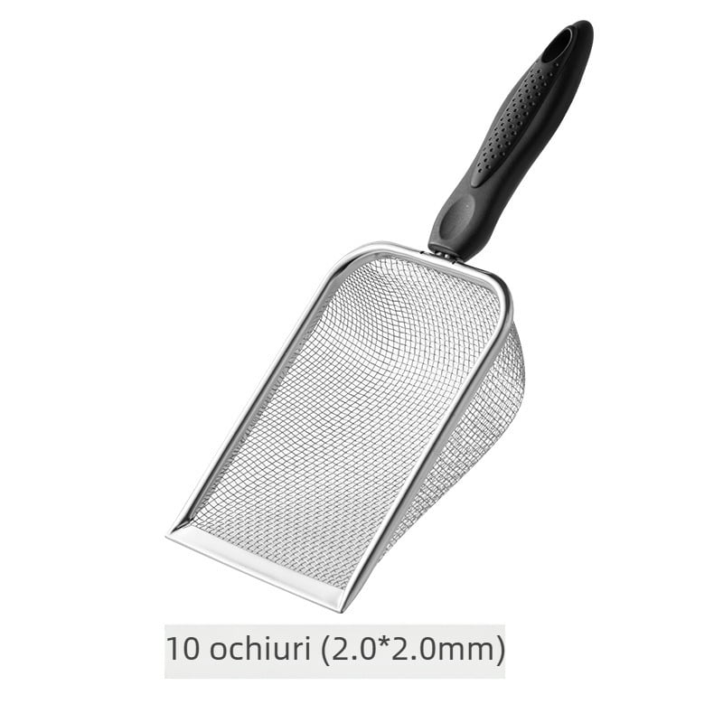 Lingură pentru nisip de pisică cu plasă fină din oțel inoxidabil