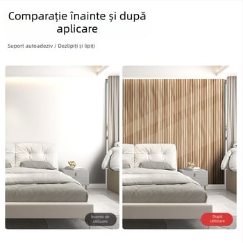 Decal de perete 3D cu textură de lemn, imitație de plăci cu model grilaj, PVC
