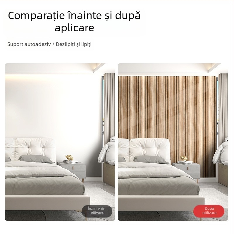 Decal de perete 3D cu textură de lemn, imitație de plăci cu model grilaj, PVC