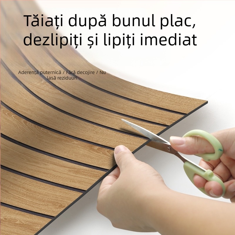 Decal de perete 3D cu textură de lemn, imitație de plăci cu model grilaj, PVC