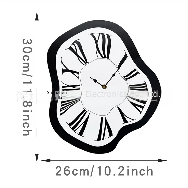 Ceas Dali inspirat, curbat, de perete, silențios, decor acrilic pentru living, stil minimalist