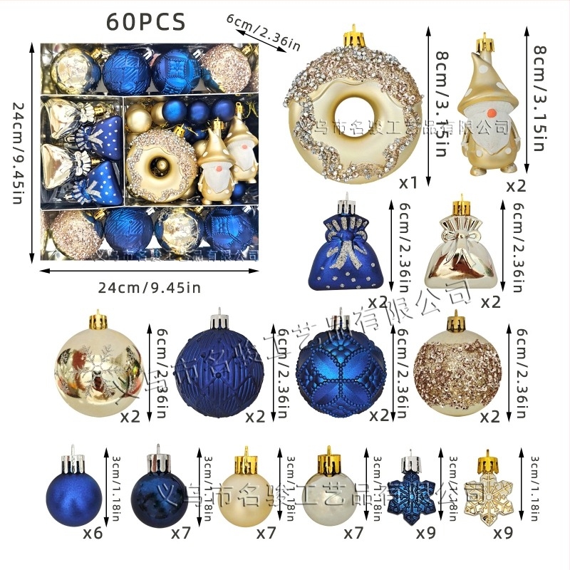 Ornamente pentru brad din plastic, bile pictate, cu motive donut, elf din pădure și fulg de zăpadă