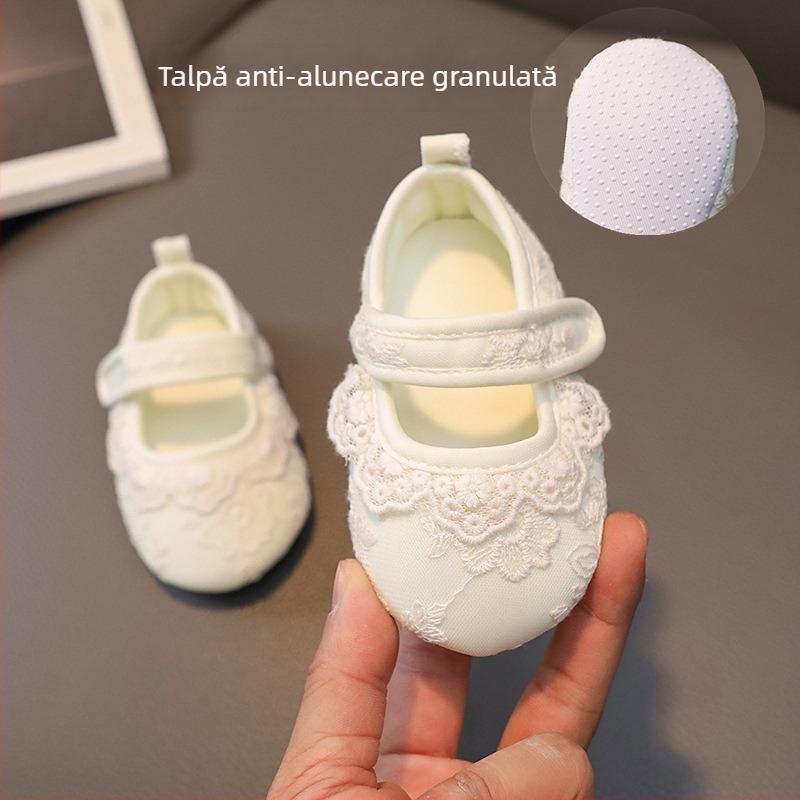 Pantofi de prințesă pentru bebelușe, cu talpă moale din material textil, pentru 0–12 luni (Primăvară și Toamnă)