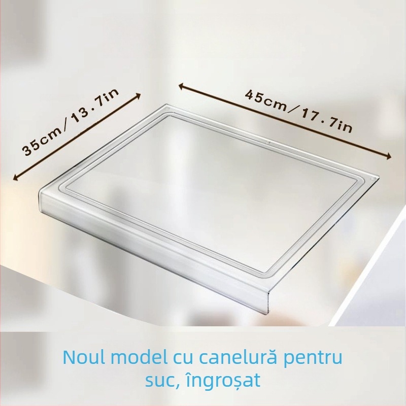 Tocător acrilic — transparent, de calitate alimentară, antiderapant, cu două fețe, pentru bucătărie casnică și insulă neagră, pentru fructe și legume