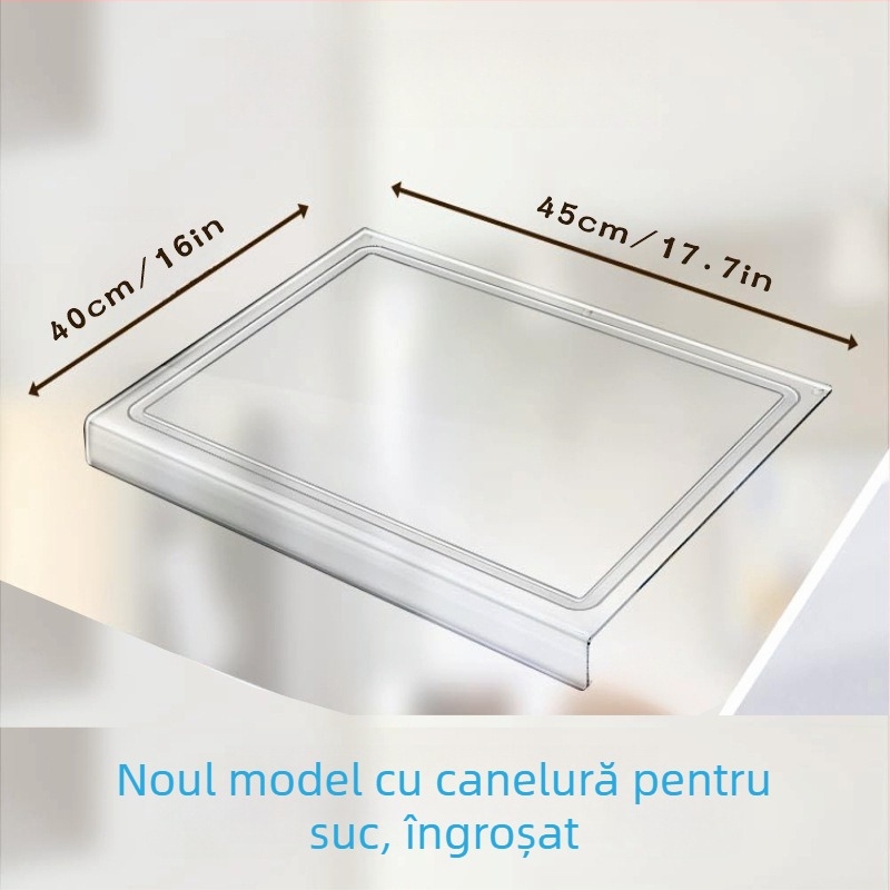 Tocător acrilic — transparent, de calitate alimentară, antiderapant, cu două fețe, pentru bucătărie casnică și insulă neagră, pentru fructe și legume