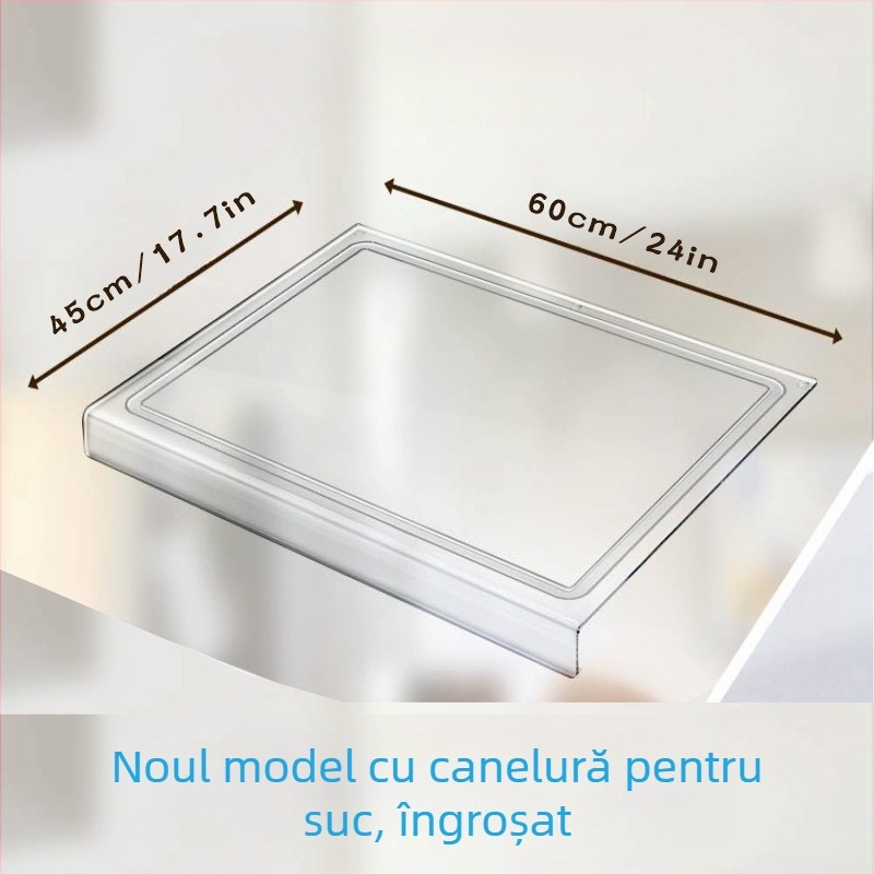 Tocător acrilic — transparent, de calitate alimentară, antiderapant, cu două fețe, pentru bucătărie casnică și insulă neagră, pentru fructe și legume