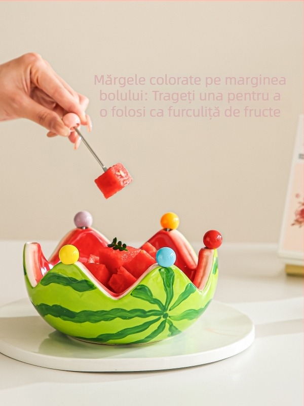 Set de furculițe pentru fructe din oțel inoxidabil, cu temă pepene — pentru uz casnic, potrivit pentru masa din living, drăguț și creativ.