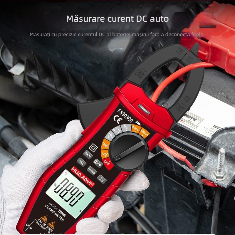 Ampermetru cu clemă DC, 600 A, multimetru inteligent de înaltă precizie, ampermetru multifuncțional, model 9030C pentru electricieni
