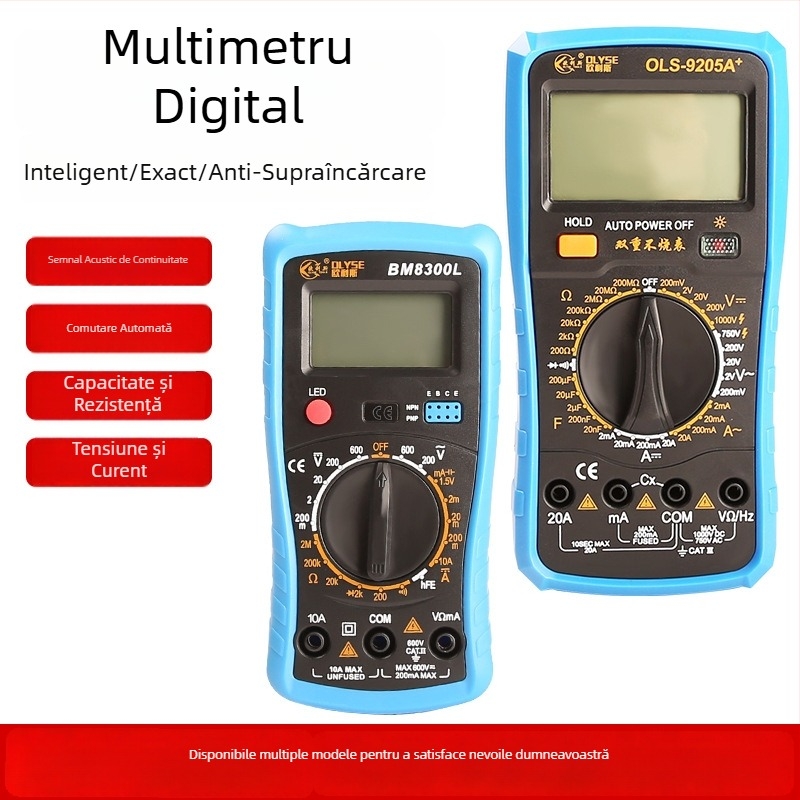 Multimetru digital, precizie înaltă 9205A 830B, portabil, protecție anti-arzire, pentru electrician și uz casnic, afișaj digital, la gros