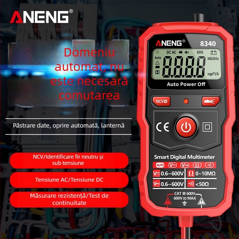 ANENG Multimetru digital cu gamă automată, precizie înaltă, protecție anti-arzire, ampermetru compact pentru uz casnic