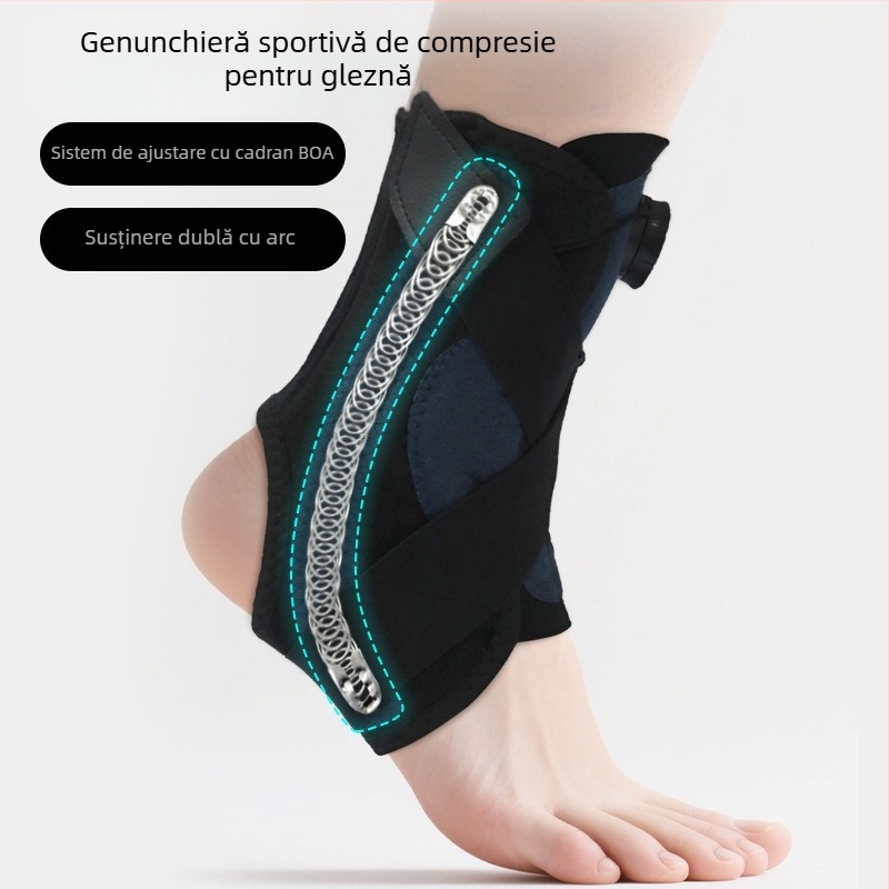 Protecție gleznă sport pentru adulți, reglabilă cu buton BOA, susținere cu arc dublu, protecție gleznă pentru baschet împotriva entorsei