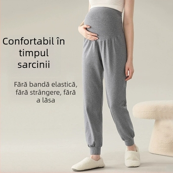 Pantaloni de maternitate pentru primăvară-toamnă, talie confortabilă, pantaloni de pijama ce pot fi purtați și în exterior, mărime mare, croială care subțiază silueta pentru gravide