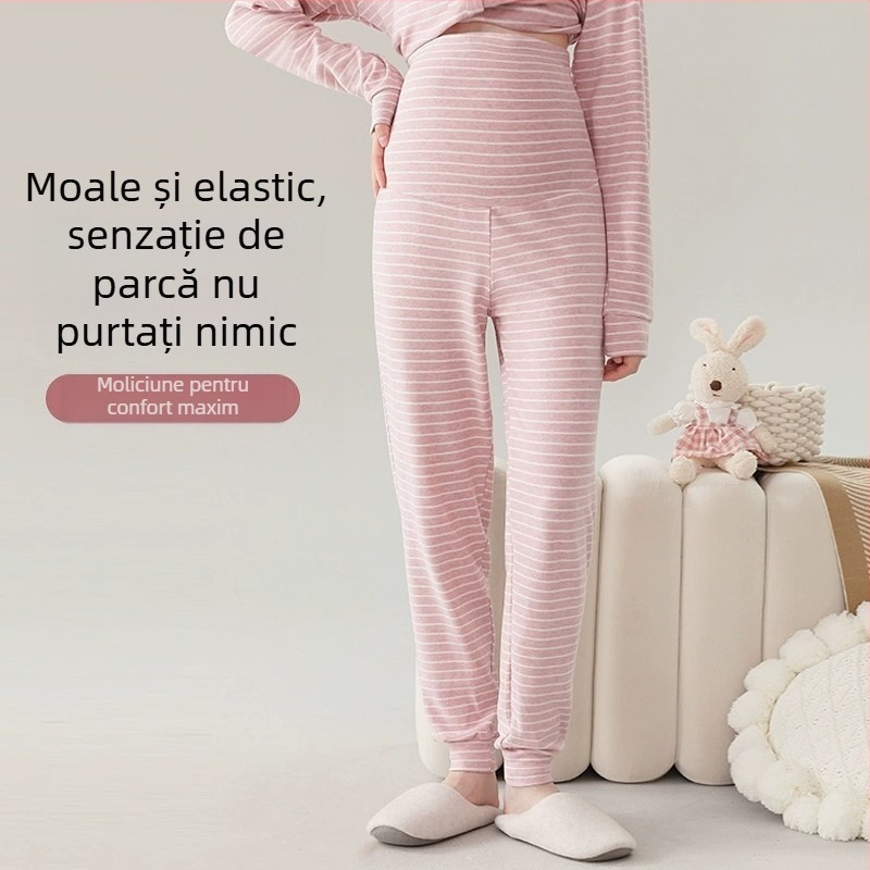 Pantaloni de maternitate pentru primăvară-toamnă, talie confortabilă, pantaloni de pijama ce pot fi purtați și în exterior, mărime mare, croială care subțiază silueta pentru gravide