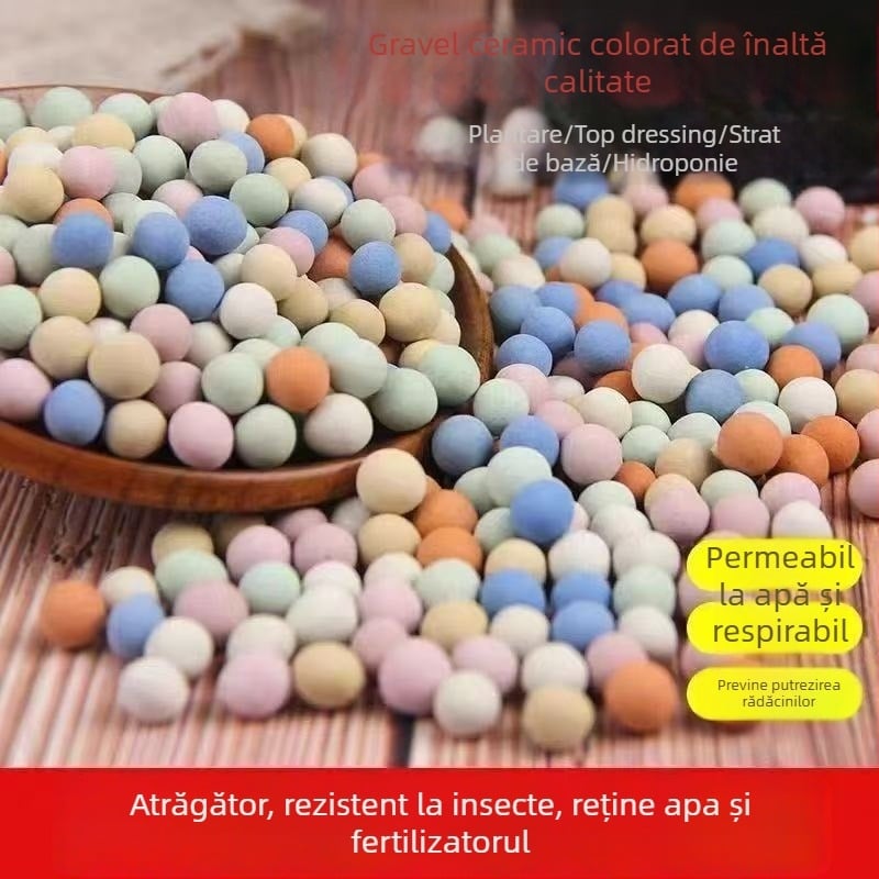 Pietre decorative ceramice colorate, aerisite pentru hidroponie, bile ceramice cu ioni negativi