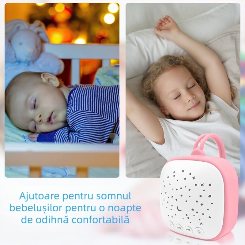 Dispozitiv portabil de ajutor pentru somnul bebelușilor cu zgomot alb și muzică