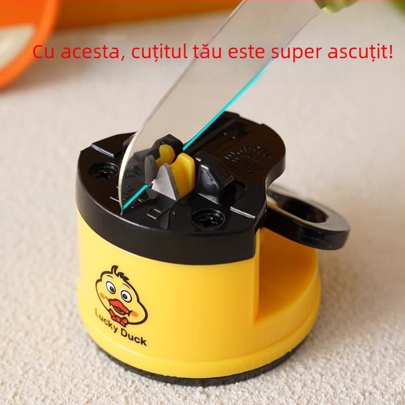 Little Yellow Duck Piatră de ascuțit pentru uz casnic – Dispozitiv rapid cu ventuză mini pentru cuțite de bucătărie
