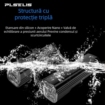 PLSELIS lampă frontală pentru bicicletă ultraușoară, încărcare Type-C, rezistentă la apă