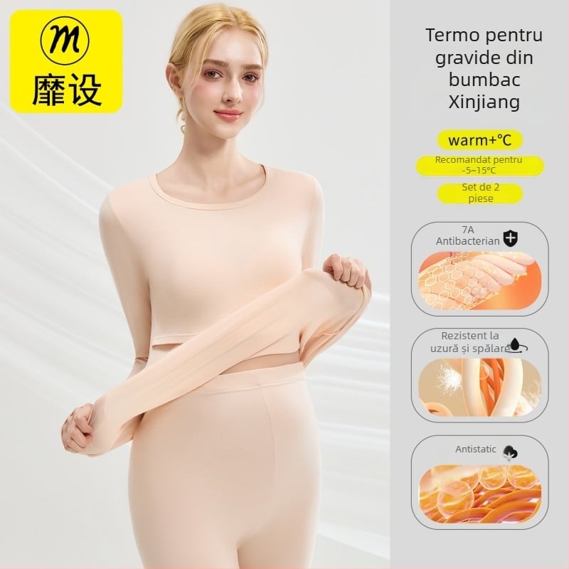 Set de toamnă pentru sarcină: tricou termic din bumbac și pantaloni, sutien inclus, pentru sarcină și alăptare