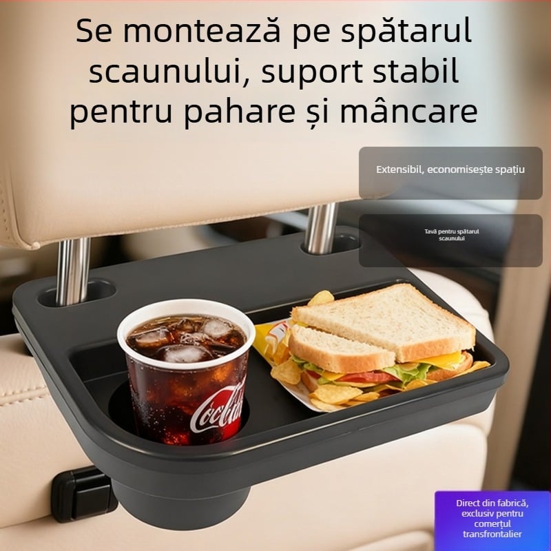 Suport pentru pahare pe spatele scaunului, cu tavă de depozitare, suport multifuncțional pentru băuturi pentru mașină