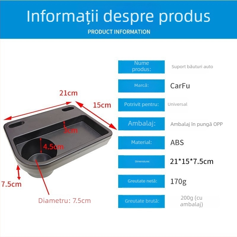 Suport pentru pahare pe spatele scaunului, cu tavă de depozitare, suport multifuncțional pentru băuturi pentru mașină
