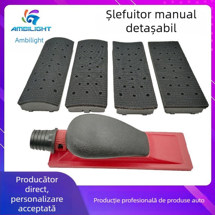 Placă de șlefuit cu aspirație pentru praf, șlefuire manuală pentru uscat, set de plăci detașabile cu 22 de găuri