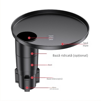 Masă mică rotundă pentru mașină cu suport pentru pahar, potrivită pentru Tesla și alte vehicule
