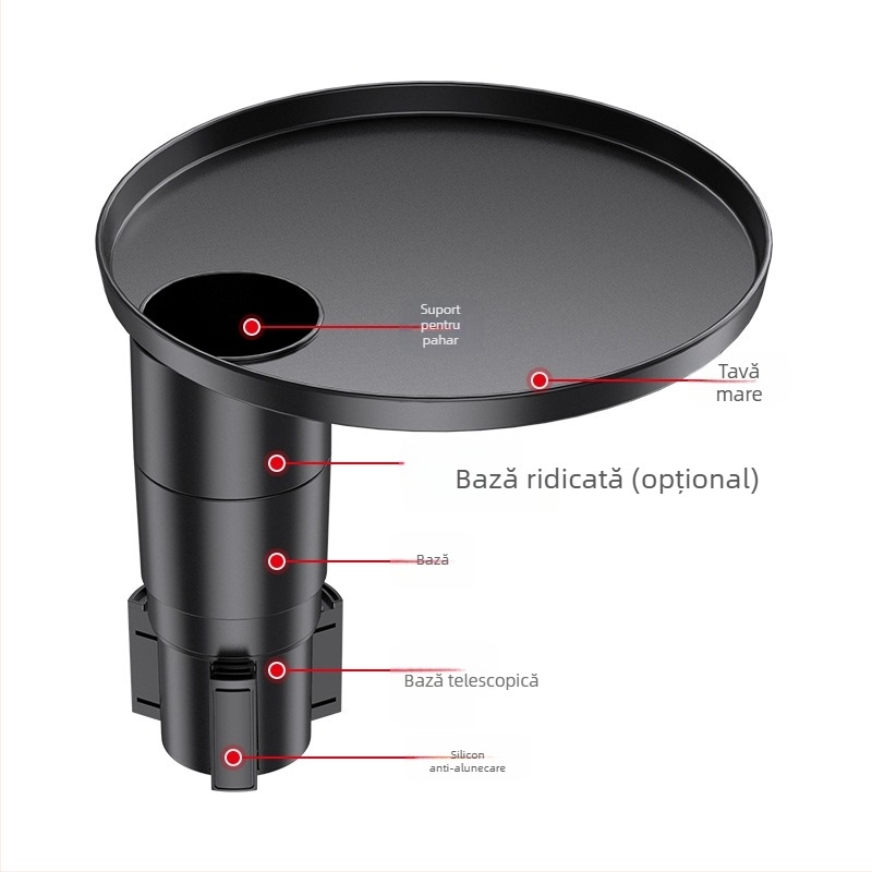 Masă mică rotundă pentru mașină cu suport pentru pahar, potrivită pentru Tesla și alte vehicule