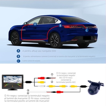 Cameră de mers înapoi montată pe vehicul, AHD 720P, trei moduri de comutare, imagine CVBS ultra clară pentru vedere din spate