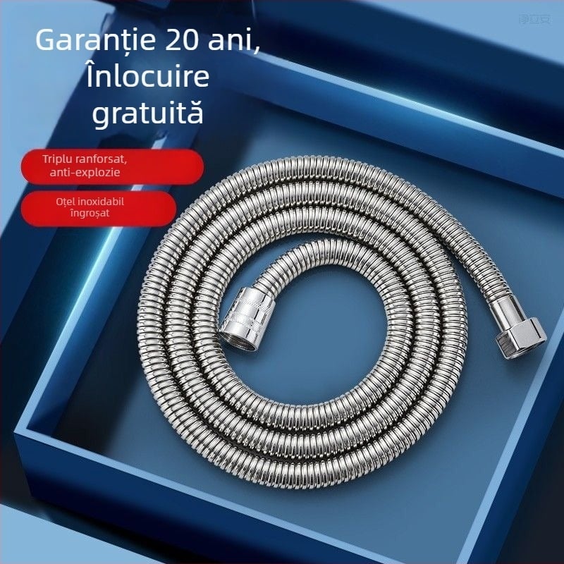 Furtun de duș din oțel inoxidabil 304, rezistent la explozie, adaptor/extensie pentru conducta boilerului