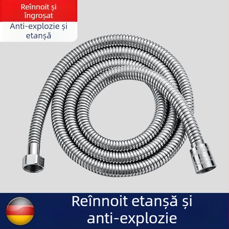 Furtun de duș din oțel inoxidabil 304, rezistent la explozie, adaptor/extensie pentru conducta boilerului
