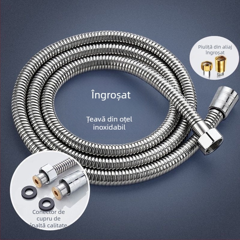 Furtun de duș din oțel inoxidabil 304, rezistent la explozie, adaptor/extensie pentru conducta boilerului