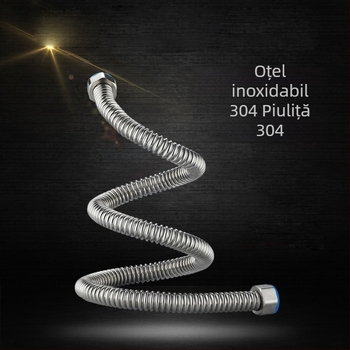 Conductă flexibilă din oțel inoxidabil 304 cu pereți ondulați, intrare/ieșire apă pentru toaletă și chiuvetă, alimentare caldă și rece, cu filet, 1/4 inch