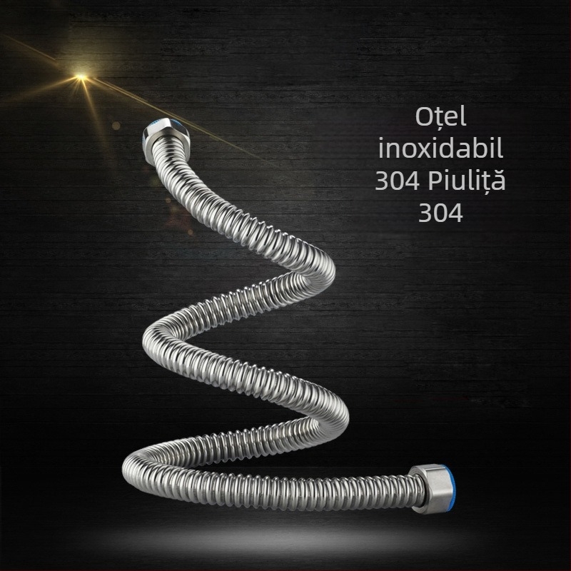 Conductă flexibilă din oțel inoxidabil 304 cu pereți ondulați, intrare/ieșire apă pentru toaletă și chiuvetă, alimentare caldă și rece, cu filet, 1/4 inch
