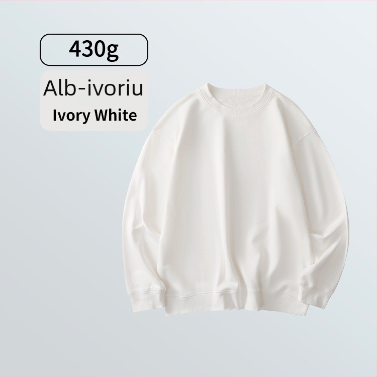 Pulover terry 430 g, croială lejeră, guler rotund, mâneci lungi, pentru bărbați – toamnă/iarnă, casual