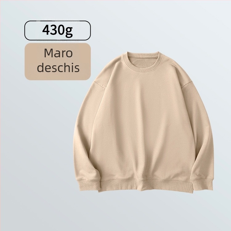 Pulover terry 430 g, croială lejeră, guler rotund, mâneci lungi, pentru bărbați – toamnă/iarnă, casual