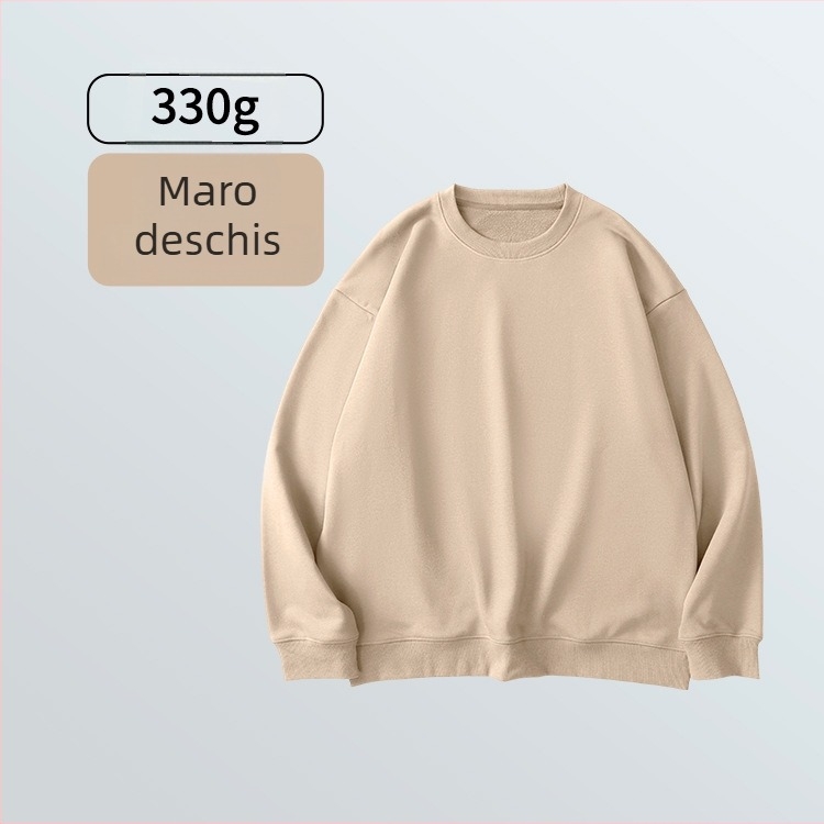 Pulover terry 430 g, croială lejeră, guler rotund, mâneci lungi, pentru bărbați – toamnă/iarnă, casual