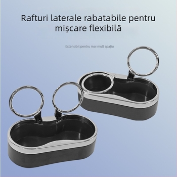 Suport pentru ceașcă pe bordul mașinii, cu un raft de depozitare cu două compartimente pentru termos și băuturi