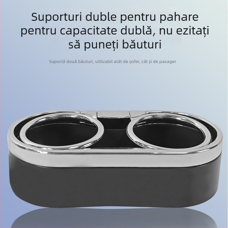 Suport pentru ceașcă pe bordul mașinii, cu un raft de depozitare cu două compartimente pentru termos și băuturi