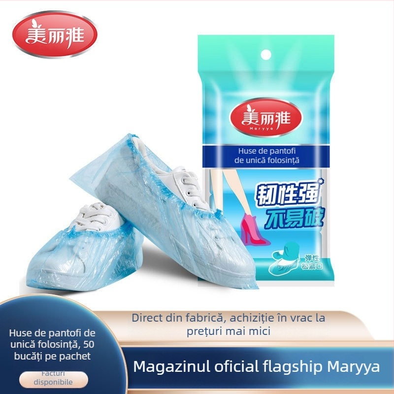 50 de capace de pantofi din plastic, de unică folosință, protecție împotriva prafului, capace plastice groase pentru interior