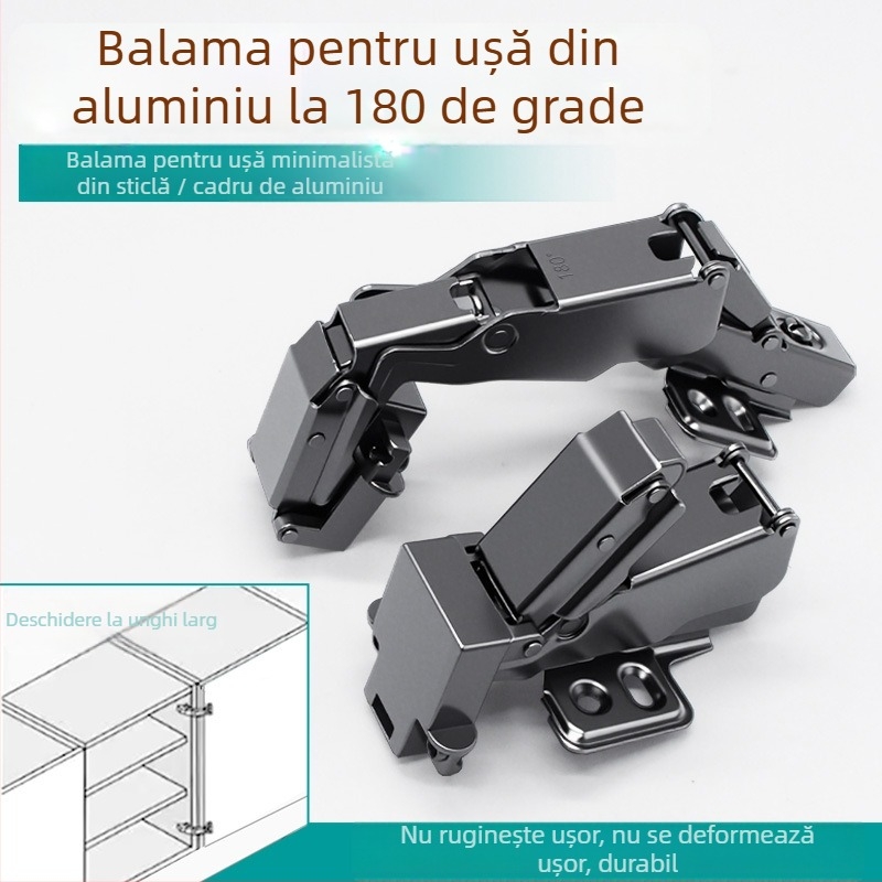 Ușă cu ramă din aluminiu, balama cu amortizare la 180°, dulap de colț, ramă subțire minimalistă, ușă de sticlă