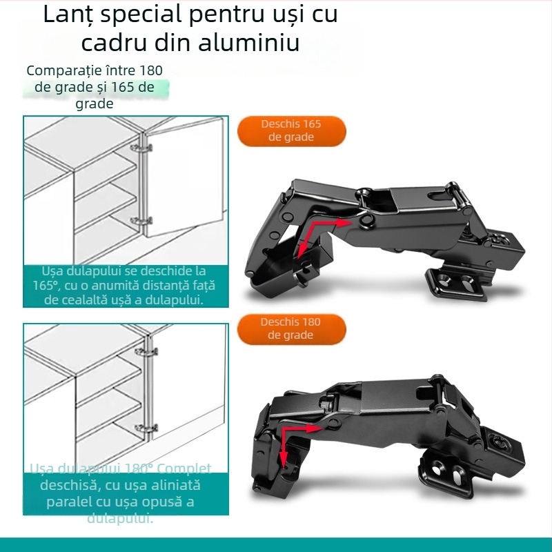 Ușă cu ramă din aluminiu, balama cu amortizare la 180°, dulap de colț, ramă subțire minimalistă, ușă de sticlă
