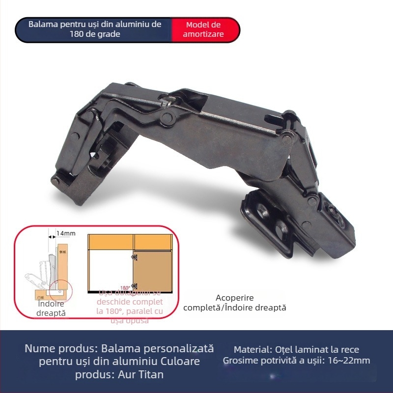 Ușă cu ramă din aluminiu, balama cu amortizare la 180°, dulap de colț, ramă subțire minimalistă, ușă de sticlă