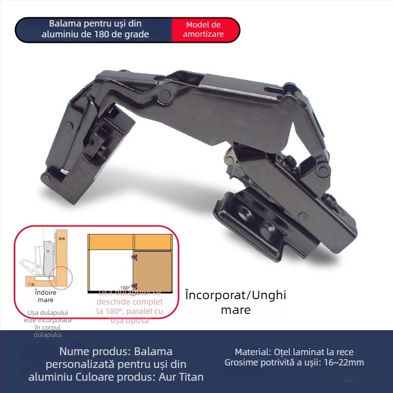 Ușă cu ramă din aluminiu, balama cu amortizare la 180°, dulap de colț, ramă subțire minimalistă, ușă de sticlă