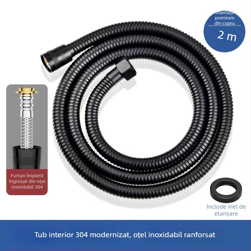 Cap de duș din oțel inoxidabil cu filtru, presurizat, detașabil și lavabil, din metal, finisaj periat