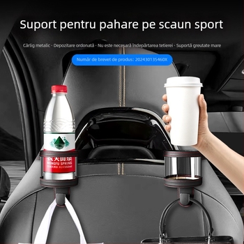 Suport auto pentru pahare, cârlig pentru spatele scaunului, suport pentru ceai în interior, organizator multifuncțional pentru bancheta din spate